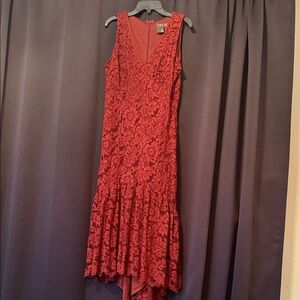 Taylor Red Lace High Low Dress